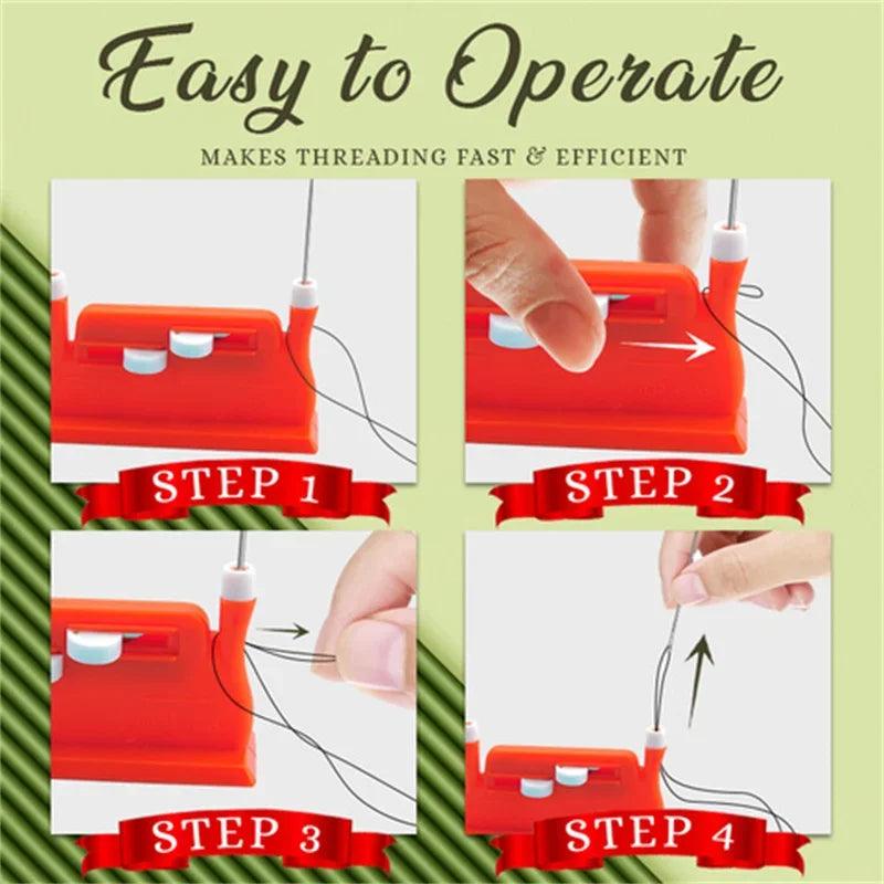 Máquina de costura Needle Threader Ferramenta de inserção de ponto Threader automático de duas pontas Troca de agulha de costura rápida para idosos - Tartaruga Shop