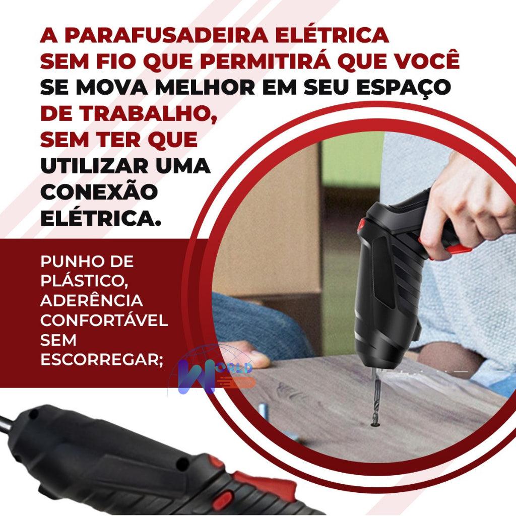 kit Parafusadeira/furadeira 48 Pçs À Bateria Carregador Usb (Dupla posição) Oferta especial - Tartaruga Shop