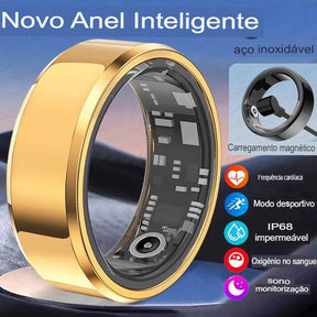 Anel inteligente Para Homem e Mulher, Frenquencia Cardiaca, Sangue, Oxigenio, Sono, Monitor de Saude, Esporte, Fitness. - Tartaruga Shop