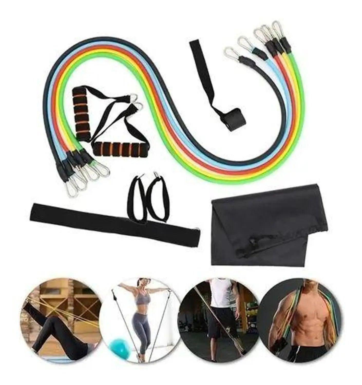 Kit 11 Elasticos Funcionais para Treino e Exercicios. - Tartaruga Shop