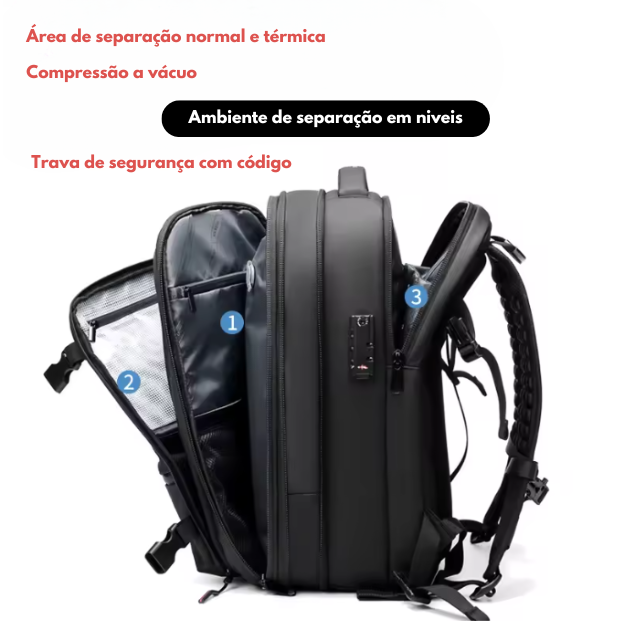 Mochila de Viagem Com Compressão a Vácuo 60L - Tartaruga Shop