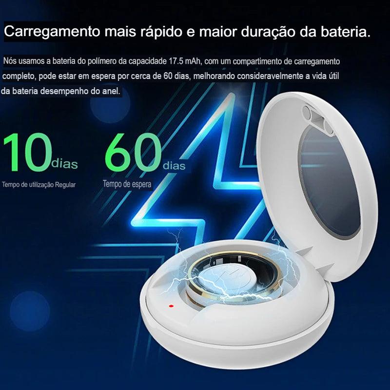 Anel inteligente Para Homem e Mulher, Frenquencia Cardiaca, Sangue, Oxigenio, Sono, Monitor de Saude, Esporte, Fitness. - Tartaruga Shop