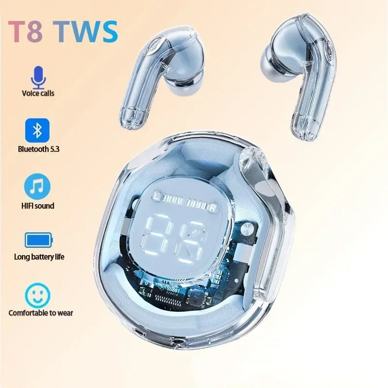 Fone de Ouvido T8 Sem Fio Bluetooth com Microfone a Prova de Agua Estereo - Tartaruga Shop