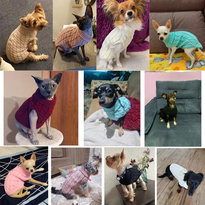 Suéteres de gola alta para animais, cães pequenos e médios - Tartaruga Shop