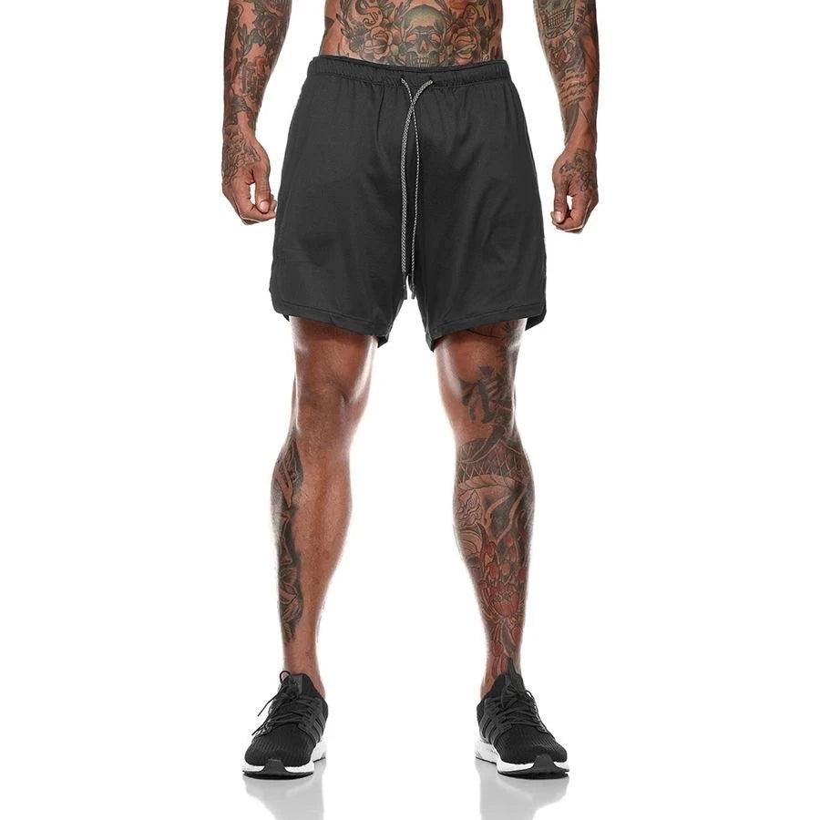 Calções masculinos de plataforma dupla, roupas esportivas 2 em 1 - Tartaruga Shop
