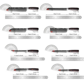 Conjunto de facas de cozinha 9 Peças, aço inoxidável, cabo ergonômico de madeira. - Tartaruga Shop