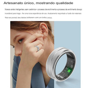 Anel inteligente Para Homem e Mulher, Frenquencia Cardiaca, Sangue, Oxigenio, Sono, Monitor de Saude, Esporte, Fitness. - Tartaruga Shop