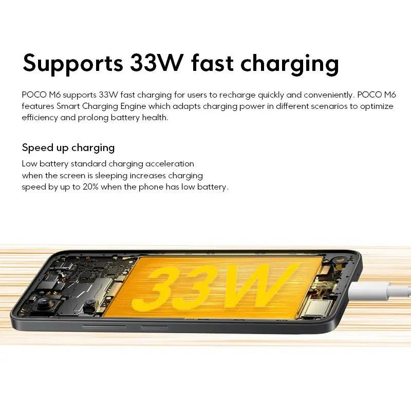Xiaomi POCO M6 Smartphone 256GB ROM / 8GB RAM NFC MediaTek Helio G91-Ultra 33W Fast Charging 6,79 "90H - Tartaruga Shop