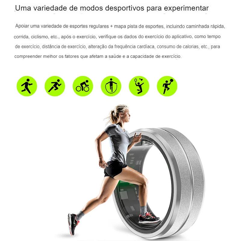 Anel inteligente Para Homem e Mulher, Frenquencia Cardiaca, Sangue, Oxigenio, Sono, Monitor de Saude, Esporte, Fitness. - Tartaruga Shop