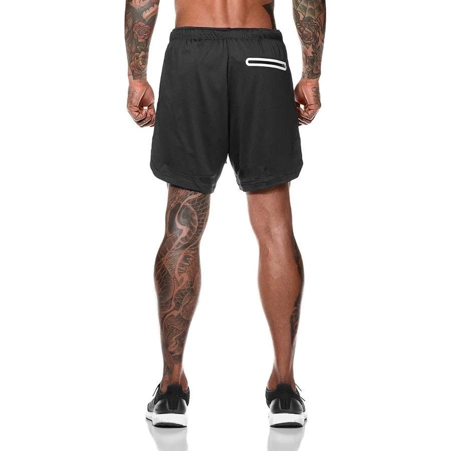 Calções masculinos de plataforma dupla, roupas esportivas 2 em 1 - Tartaruga Shop
