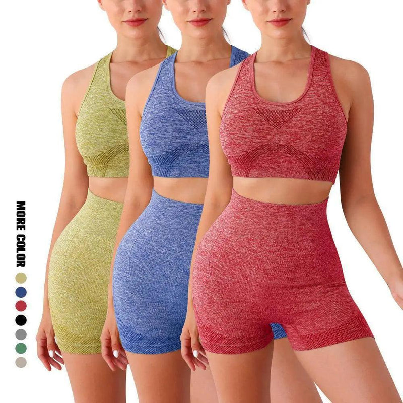 Conjunto Fitness Sem Costura Para Mulheres, Shorts de Ginástica - Tartaruga Shop