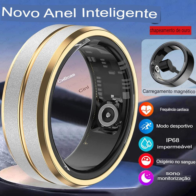 Anel inteligente Para Homem e Mulher, Frenquencia Cardiaca, Sangue, Oxigenio, Sono, Monitor de Saude, Esporte, Fitness. - Tartaruga Shop