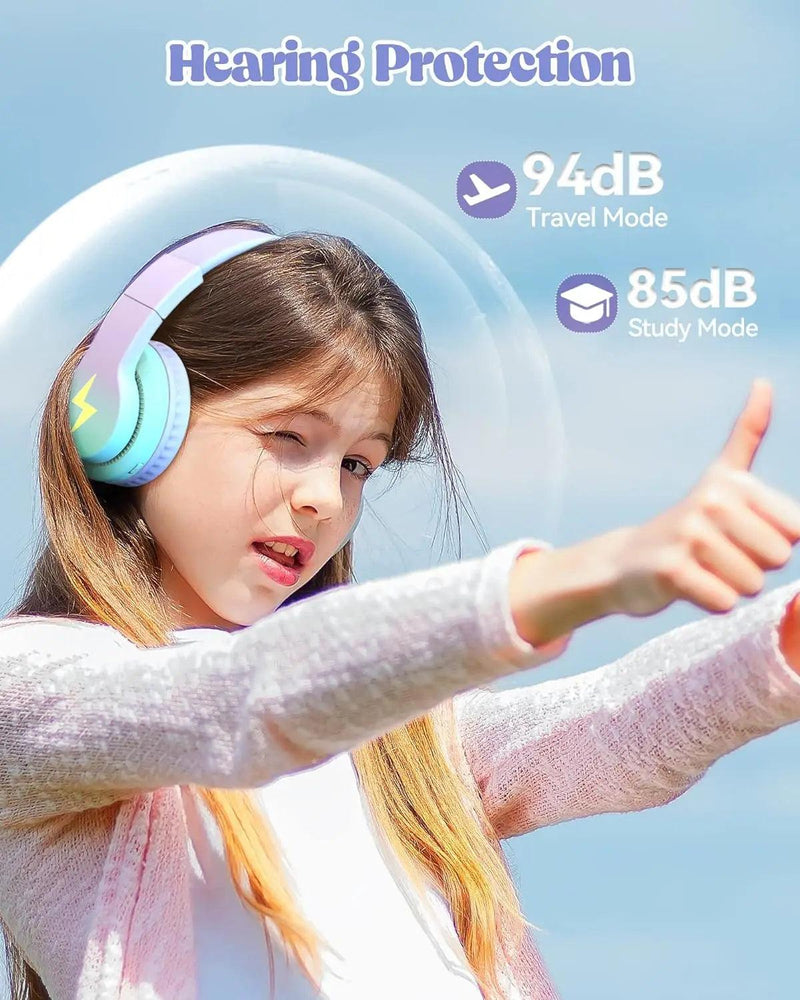 Seenda Bluetooth Wireless Headphones for Kids Boys Girls iPad Tablet School Airplane Over Ear LED Wired Headset with Mic - Tartaruga Shop