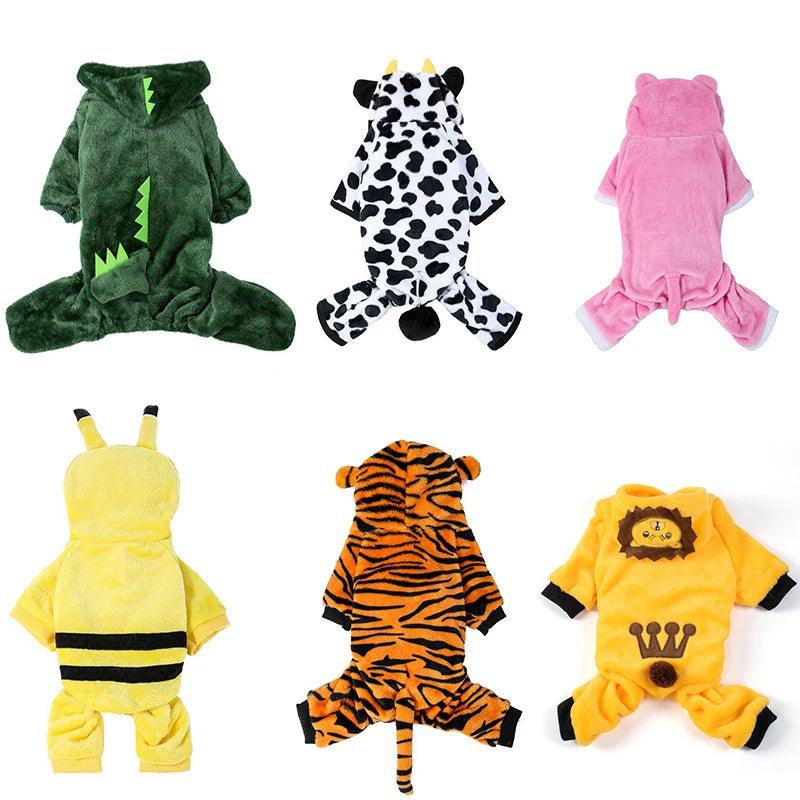 Macacões Macios de Lã Quente Para Animais de Estimação, Roupas Para Gatos e Cães Pequenos - Tartaruga Shop