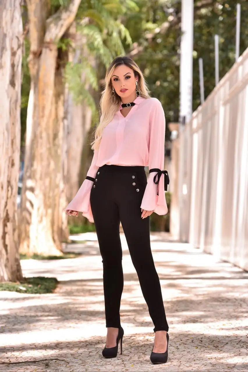 Camisa Blusa Feminina Manga Longa Flare Social Linda Diversas Cores e Tamanhos - Tartaruga Shop