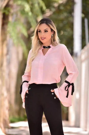 Camisa Blusa Feminina Manga Longa Flare Social Linda Diversas Cores e Tamanhos - Tartaruga Shop