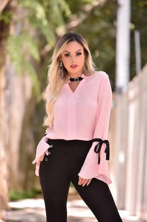 Camisa Blusa Feminina Manga Longa Flare Social Linda Diversas Cores e Tamanhos - Tartaruga Shop