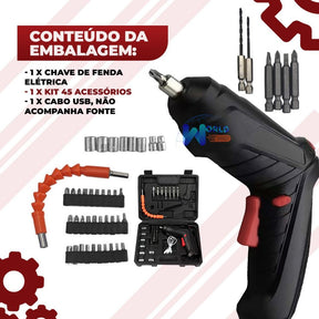 kit Parafusadeira/furadeira 48 Pçs À Bateria Carregador Usb (Dupla posição) Oferta especial - Tartaruga Shop