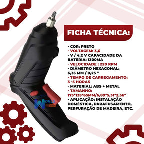 kit Parafusadeira/furadeira 48 Pçs À Bateria Carregador Usb (Dupla posição) Oferta especial - Tartaruga Shop