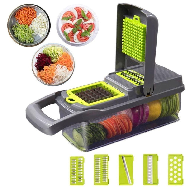 Fatiador, Cortador & Ralador De Legumes, Verduras & Frutas 14 em 1 - Tartaruga Shop