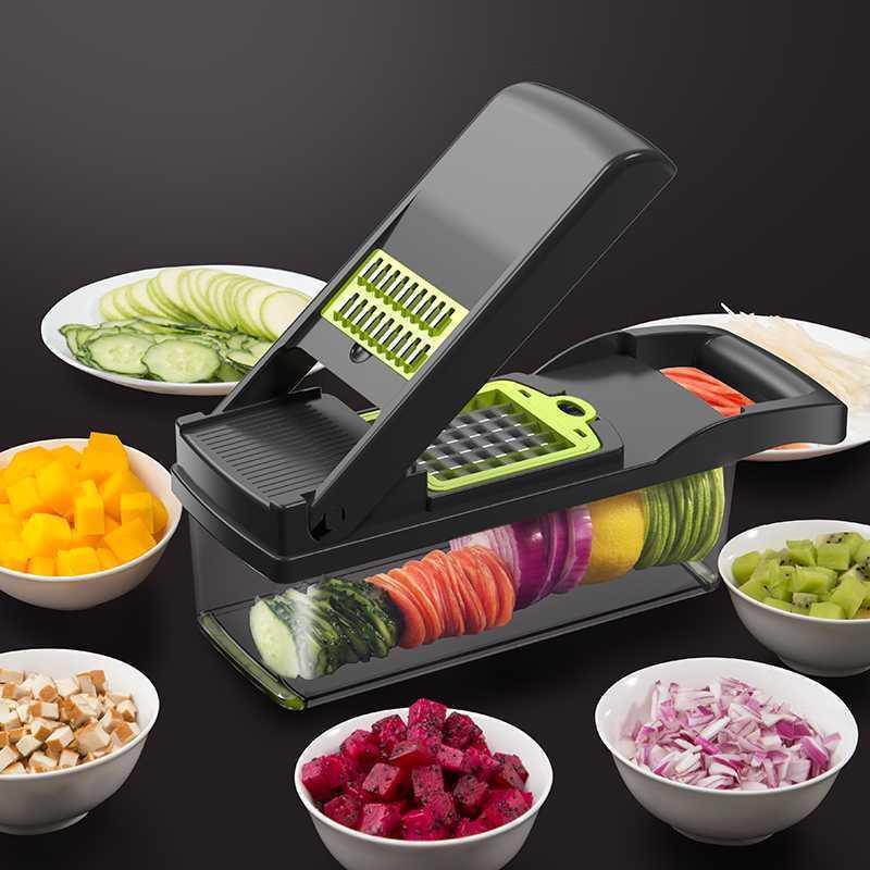 Fatiador, Cortador & Ralador De Legumes, Verduras & Frutas 14 em 1 - Tartaruga Shop