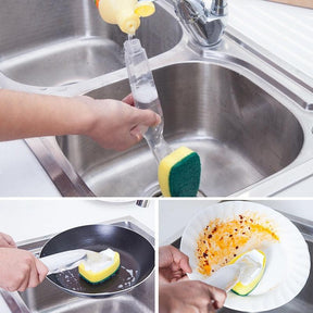 Escova De Limpeza Com Cabo Para Lavar Louça e Refil Dispensador De Sabão. - Tartaruga Shop