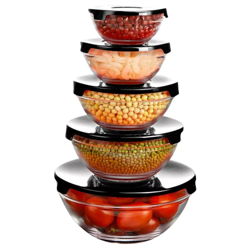 Conjunto Tigela Vidro Marmita Tampa 5 Peças - Tartaruga Shop